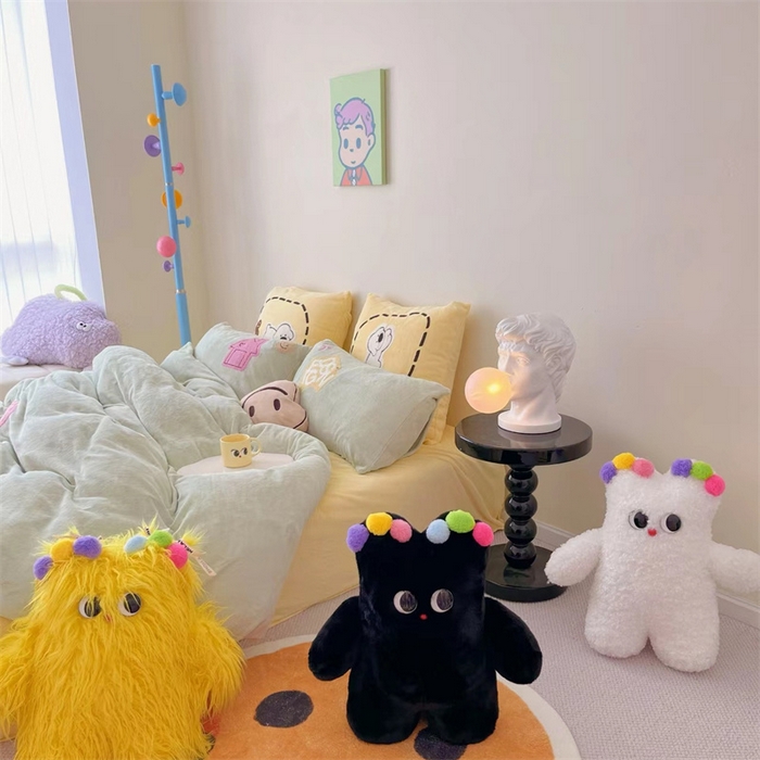 91家纺网 家纺一手货源 找家纺 星野 2023秋冬高克重牛奶绒贴布绣多巴胺系列四件套 洛可可