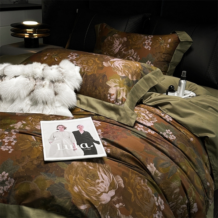 91家纺网 家纺一手货源 找家纺 涞澳  2023新款100支全棉数码印花四件套 花颜