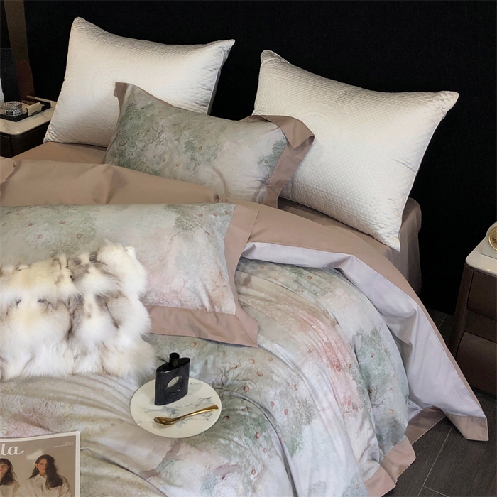 91家纺网 家纺一手货源 找家纺 涞澳  2023新款100支全棉数码印花四件套 花展