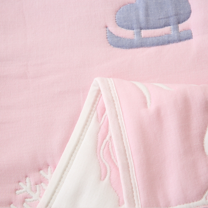 91家纺网 家纺一手货源 找家纺 朴尔家纺-毛巾被 2023年全棉十层纱布加厚儿童盖被毛巾被 溜冰鼠粉