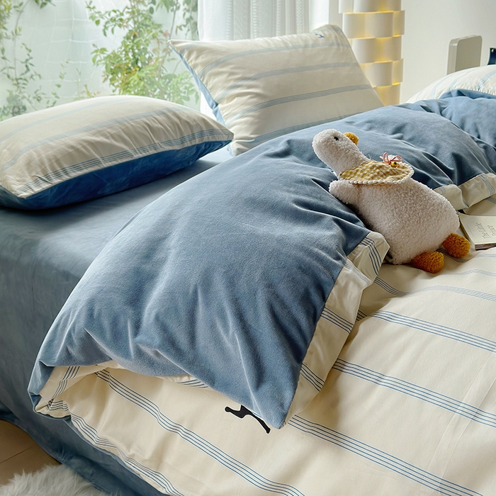 91家纺网 家纺一手货源 找家纺 怡家居 2023新款秋冬亲肤舒适棉加绒四件套 猫屋