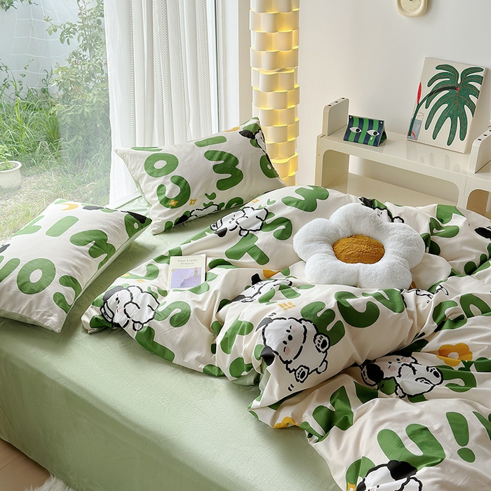 91家纺网 家纺一手货源 找家纺 怡家居 2023新款秋冬亲肤舒适棉加绒四件套 屁屁狗