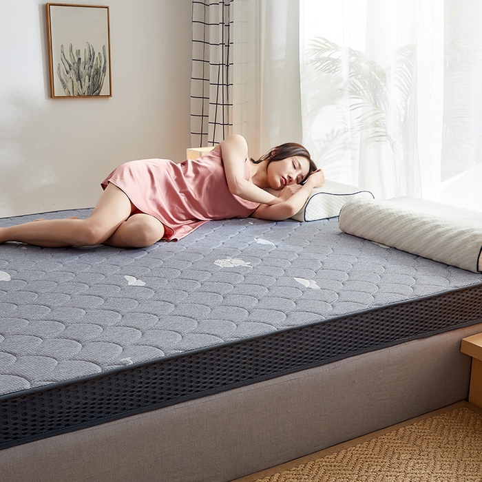 91家纺网 家纺一手货源 找家纺 锦丝钰床垫 2023乳胶记忆海绵床垫 立体小牛灰色