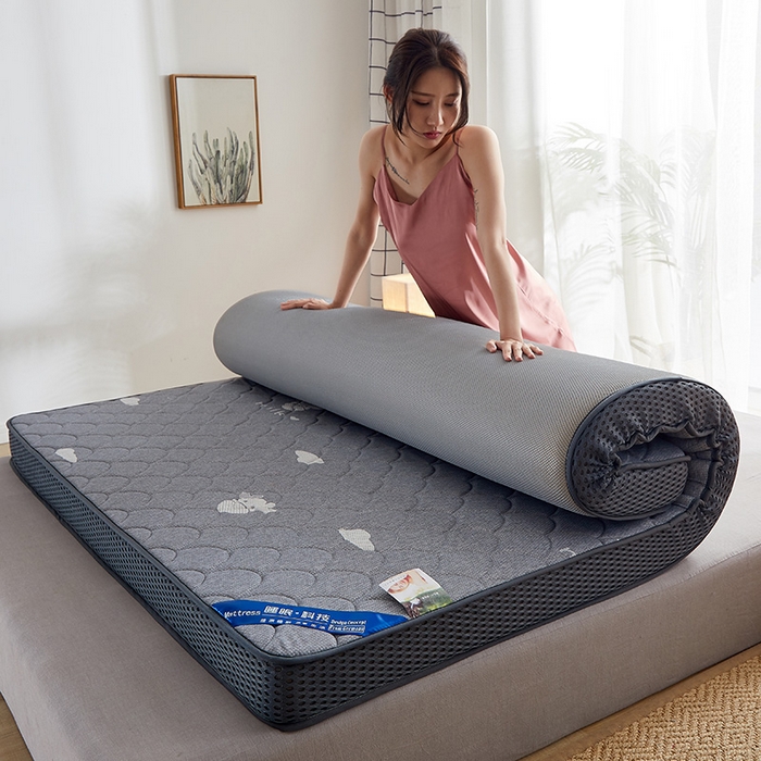 91家纺网 家纺一手货源 找家纺 锦丝钰床垫 2023乳胶记忆海绵床垫 立体小牛灰色