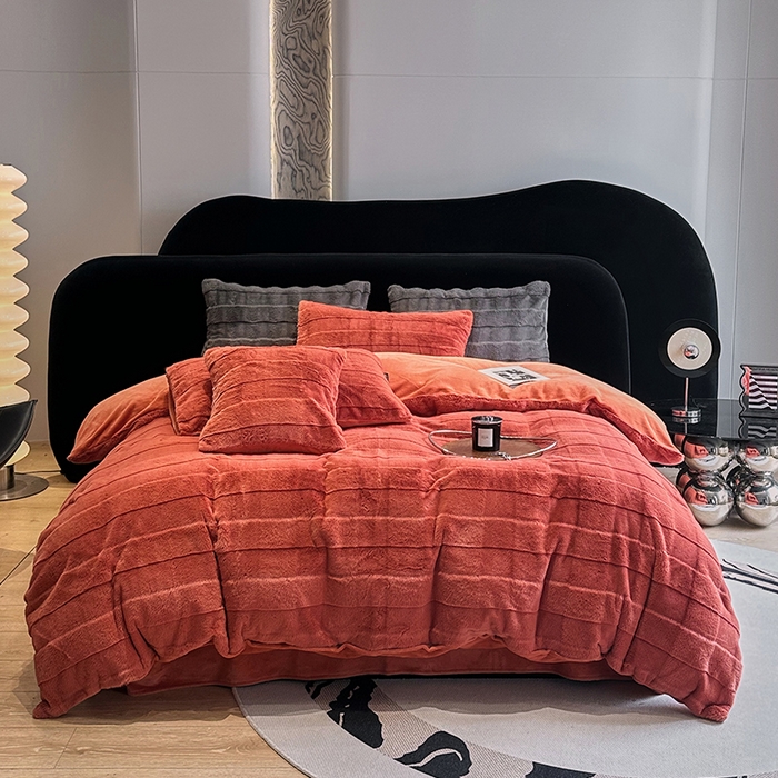 91家纺网 家纺一手货源 找家纺 丝芙妮家居（原乐视家纺） 2024新款兔兔绒牛奶绒四件套-黎梦系列 黎梦-暮日红