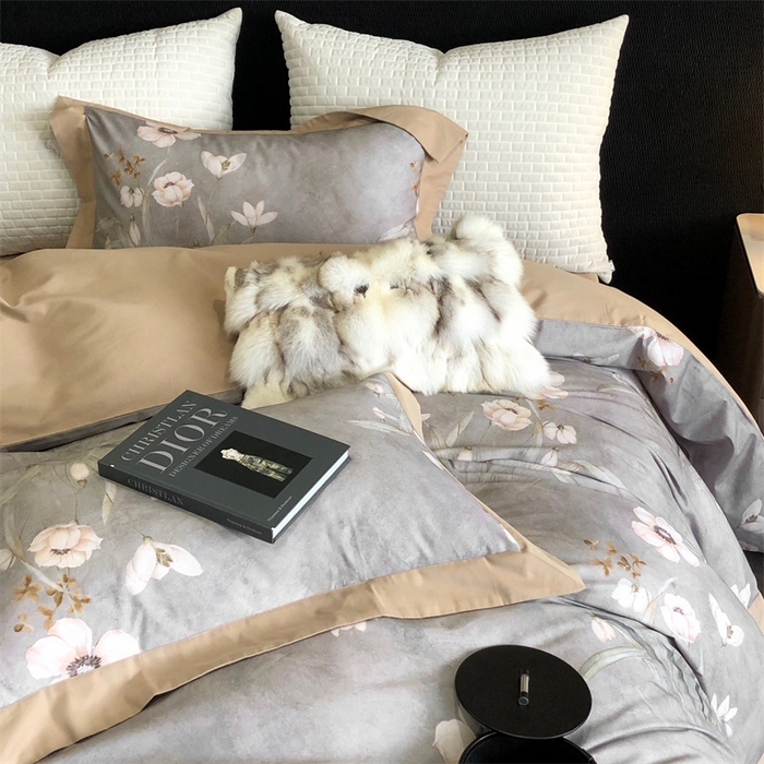 91家纺网 家纺一手货源 找家纺 涞澳 2023新款全棉磨绒印花四件套 婉晴