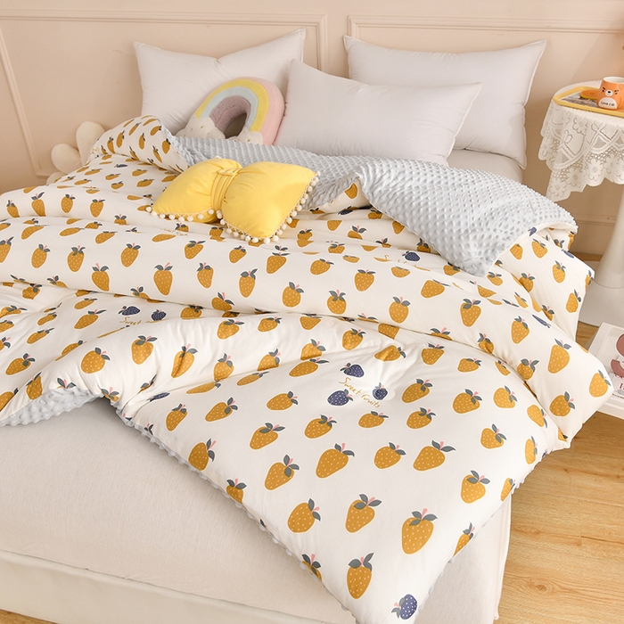 91家纺网 家纺一手货源 找家纺 牛魔王家居 2023新款A类针织棉豆豆被子抗菌纤维被芯冬被 黄花梨