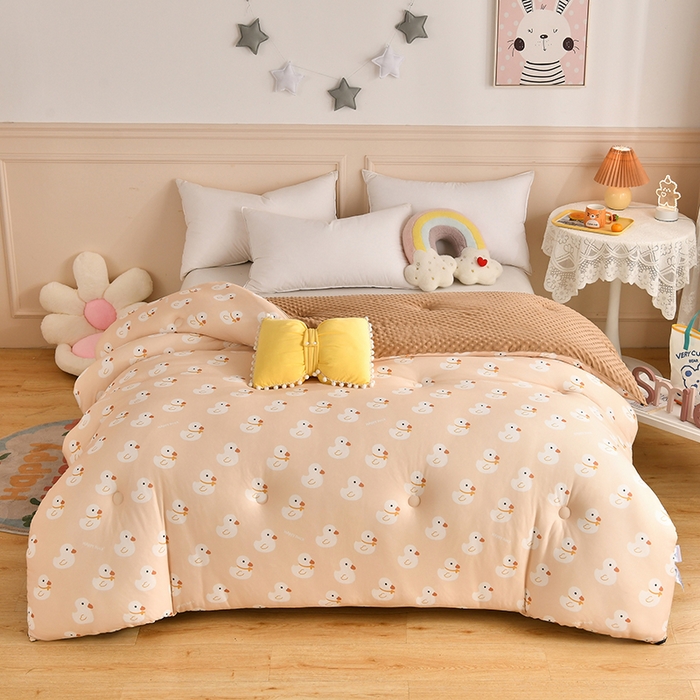 91家纺网 家纺一手货源 找家纺 牛魔王家居 2023新款A类针织棉豆豆被子抗菌纤维被芯冬被 数鸭子