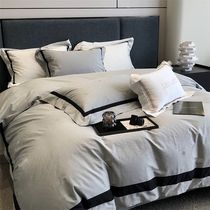 91家纺网 家纺一手货源 找家纺 涞澳2023新款120支高精密全棉提花四件套-班纳 班纳-梦幻银