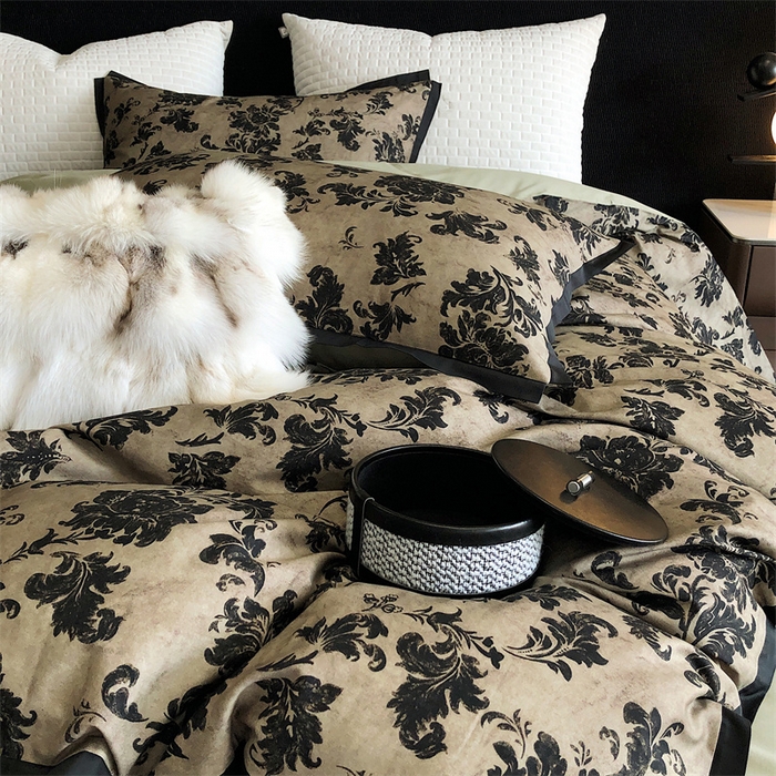 91家纺网 家纺一手货源 找家纺 涞澳 2023新款全棉磨绒印花四件套 花萝