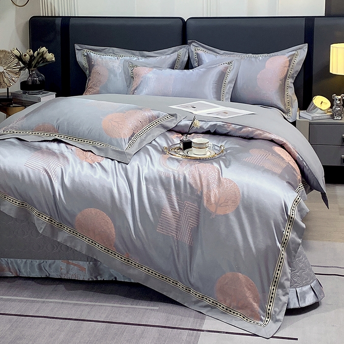 91家纺网 家纺一手货源 找家纺 小时代家纺 2023新款纯棉贡缎提花夹棉床盖四件套 森之恋曲