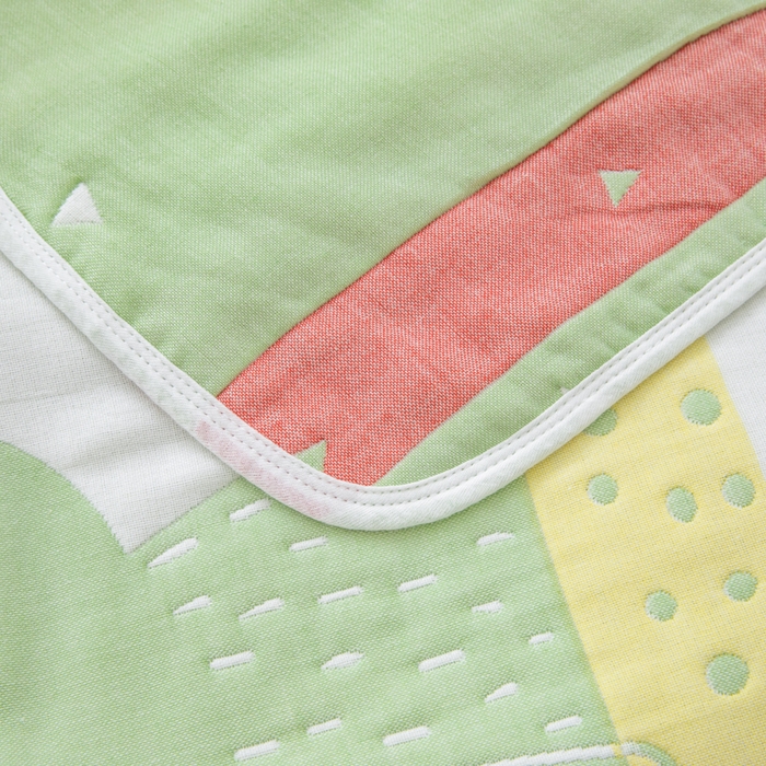 91家纺网 家纺一手货源 找家纺 朴尔家纺-毛巾被 2023新款六层纱布儿童毛巾被-朴尔 博士兔绿