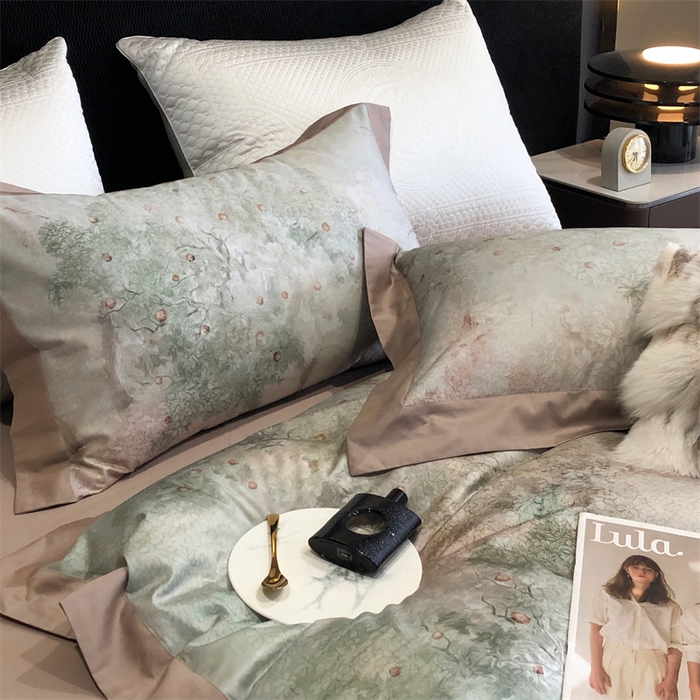 91家纺网 家纺一手货源 找家纺 涞澳  2023新款100支全棉数码印花四件套 花展