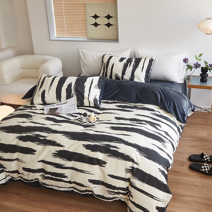 91家纺网 家纺一手货源 找家纺 怡家居 2023新款秋冬亲肤舒适棉加绒四件套 律动