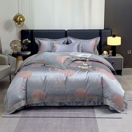 小时代家纺 2023新款纯棉贡缎提花夹棉床盖四件套 森之恋曲
