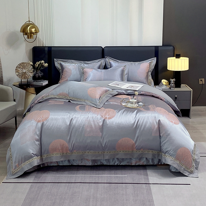 91家纺网 家纺一手货源 找家纺 小时代家纺 2023新款纯棉贡缎提花夹棉床盖四件套 森之恋曲