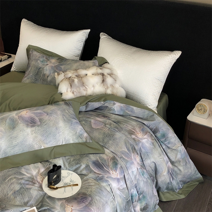 91家纺网 家纺一手货源 找家纺 涞澳  2023新款100支全棉数码印花四件套 花曼