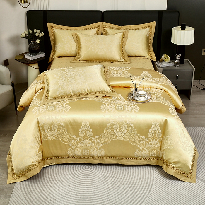 91家纺网 家纺一手货源 找家纺 小时代家纺 2023新款纯棉贡缎提花夹棉床盖四件套 芭莎之旅