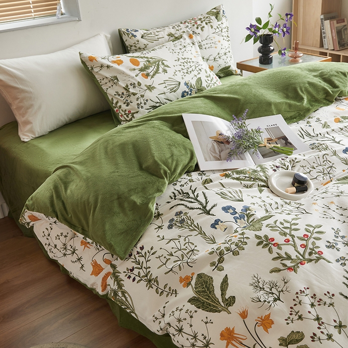 91家纺网 家纺一手货源 找家纺 怡家居 2023新款秋冬亲肤舒适棉加绒四件套 浅香