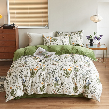 怡家居 2023新款秋冬亲肤舒适棉加绒四件套 浅香