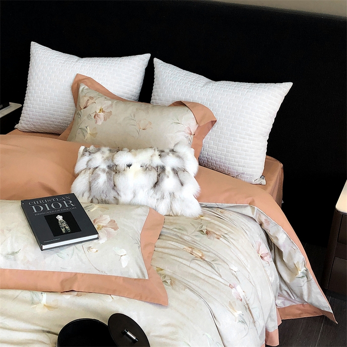 91家纺网 家纺一手货源 找家纺 涞澳 2023新款全棉磨绒印花四件套 亭雪