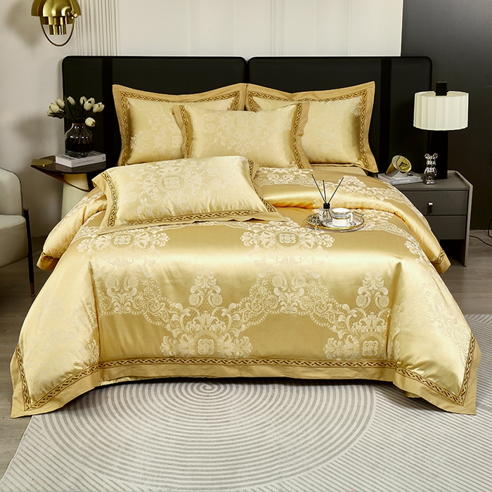 91家纺网 家纺一手货源 找家纺 小时代家纺 2023新款纯棉贡缎提花夹棉床盖四件套 芭莎之旅