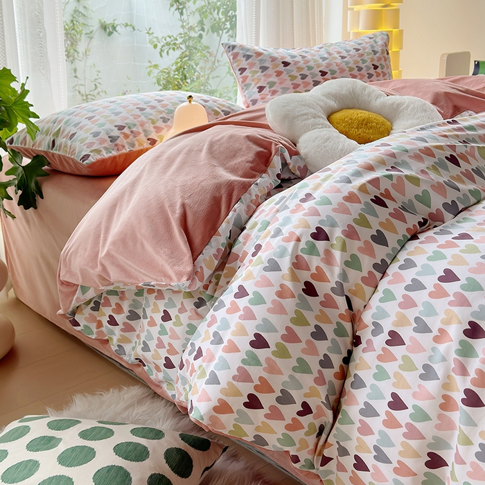 91家纺网 家纺一手货源 找家纺 怡家居 2023新款秋冬亲肤舒适棉加绒四件套 心动