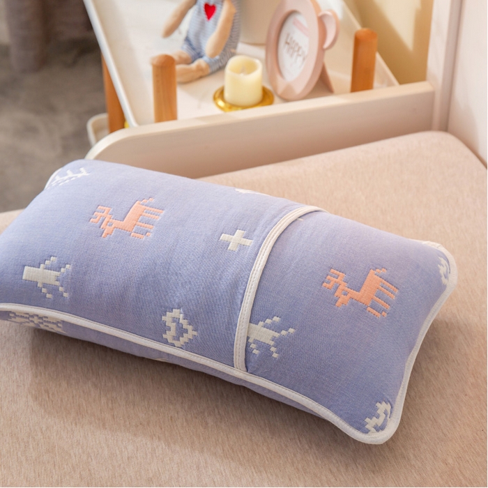 91家纺网 家纺一手货源 找家纺 2023全棉卡通六层纱布儿童枕套-朴尔 吉祥鹿-纱布枕套