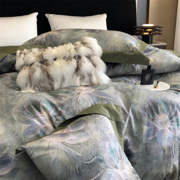 91家纺网 家纺一手货源 找家纺 涞澳  2023新款100支全棉数码印花四件套 花曼