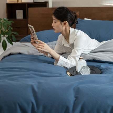 91家纺网 家纺一手货源 找家纺 （总）寐眠 2023新款纯棉磨毛双拼四件套