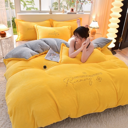 91家纺网 家纺一手货源 找家纺 （总）简爱家纺2025新款保暖MISS款法莱绒刺绣四件套