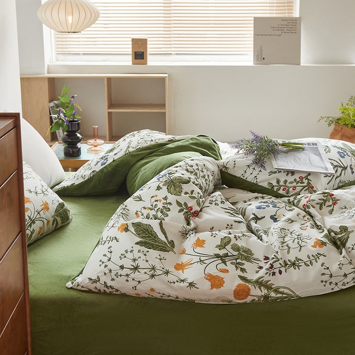 91家纺网 家纺一手货源 找家纺 怡家居 2023新款秋冬亲肤舒适棉加绒四件套 浅香