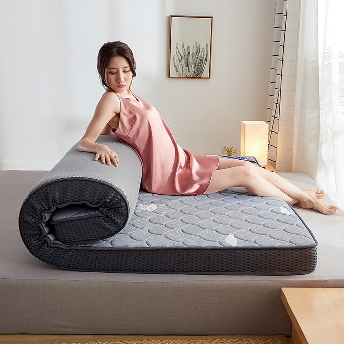 91家纺网 家纺一手货源 找家纺 锦丝钰床垫 2023乳胶记忆海绵床垫 立体小牛灰色