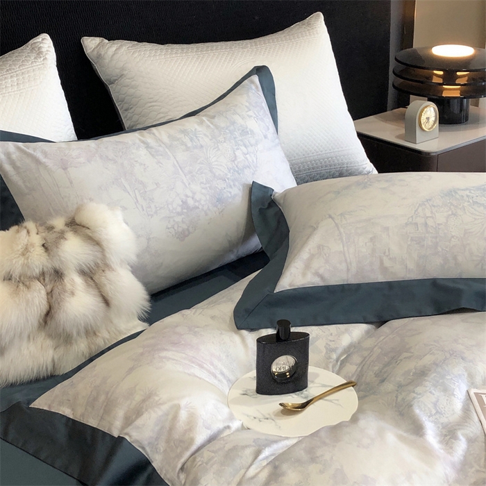 91家纺网 家纺一手货源 找家纺 涞澳  2023新款100支全棉数码印花四件套 陌上花-绿