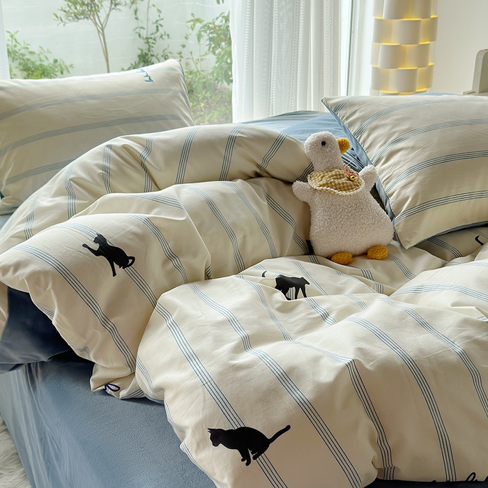 91家纺网 家纺一手货源 找家纺 怡家居 2023新款秋冬亲肤舒适棉加绒四件套 猫屋