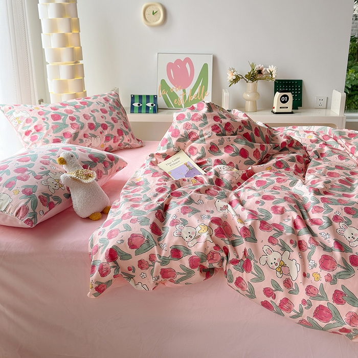 91家纺网 家纺一手货源 找家纺 怡家居 2023新款秋冬亲肤舒适棉加绒四件套 花园漫步