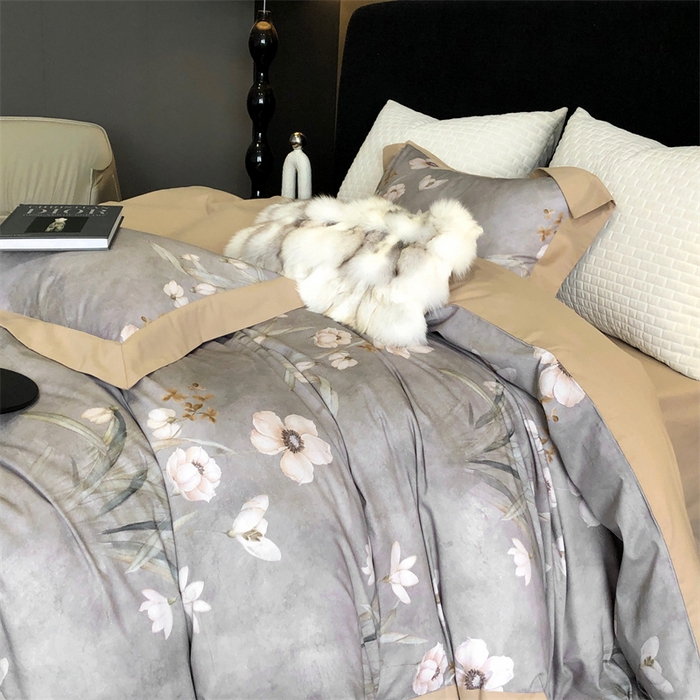 91家纺网 家纺一手货源 找家纺 涞澳 2023新款全棉磨绒印花四件套 婉晴