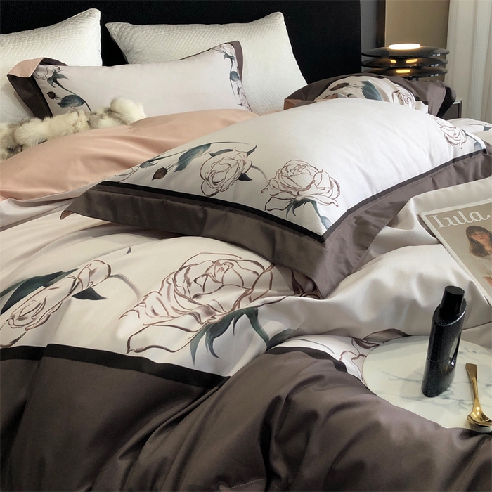 91家纺网 家纺一手货源 找家纺 涞澳  2023新款100支全棉数码印花四件套 花见