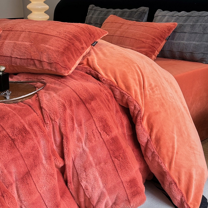91家纺网 家纺一手货源 找家纺 丝芙妮家居（原乐视家纺） 2024新款兔兔绒牛奶绒四件套-黎梦系列 黎梦-暮日红