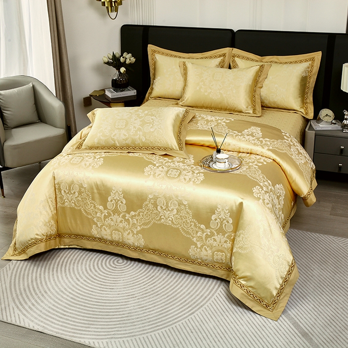 91家纺网 家纺一手货源 找家纺 小时代家纺 2023新款纯棉贡缎提花夹棉床盖四件套 芭莎之旅