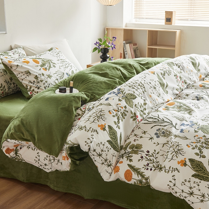 91家纺网 家纺一手货源 找家纺 怡家居 2023新款秋冬亲肤舒适棉加绒四件套 浅香