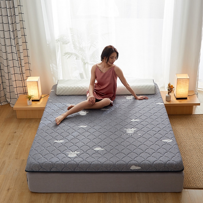 91家纺网 家纺一手货源 找家纺 锦丝钰床垫 2023乳胶记忆海绵床垫 单边小牛灰色