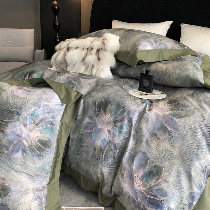 91家纺网 家纺一手货源 找家纺 涞澳  2023新款100支全棉数码印花四件套 花曼