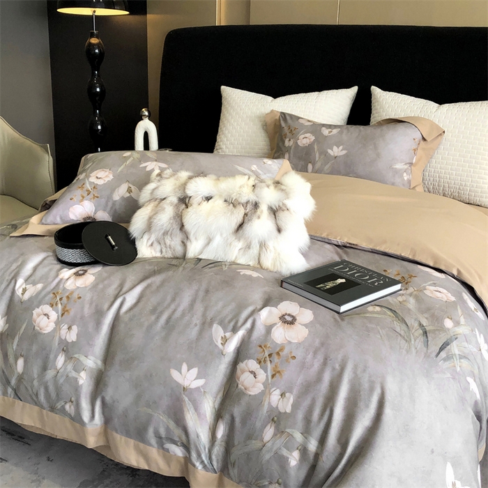 91家纺网 家纺一手货源 找家纺 涞澳 2023新款全棉磨绒印花四件套 婉晴