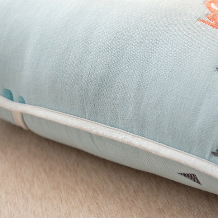 91家纺网 家纺一手货源 找家纺 2023全棉卡通六层纱布儿童枕套-朴尔 辛福鸟蓝-纱布枕套