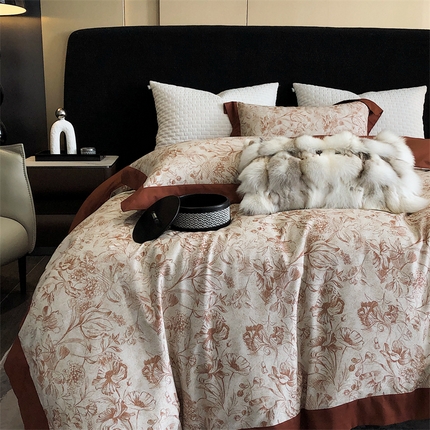 涞澳 2023新款全棉磨绒印花四件套 豆蔻-红