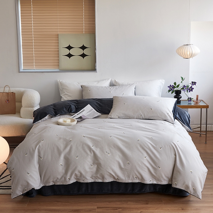 91家纺网 家纺一手货源 找家纺 怡家居 2023新款秋冬亲肤舒适棉加绒四件套 可心