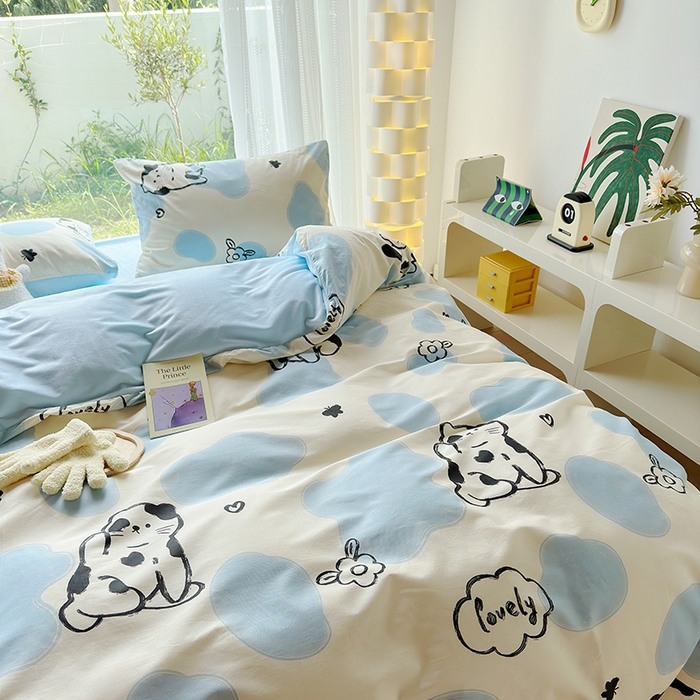 91家纺网 家纺一手货源 找家纺 怡家居 2023新款秋冬亲肤舒适棉加绒四件套 可爱猫咪