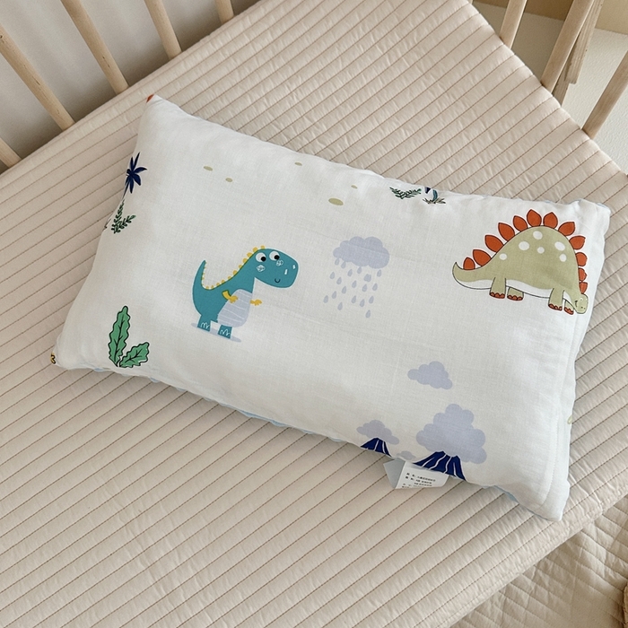 91家纺网 家纺一手货源 找家纺 BOSS 2024新款婴幼儿可拆卸-全棉26度有氧双层纱豆豆枕 恐龙世纪 全棉双层纱豆豆枕 30*50cm