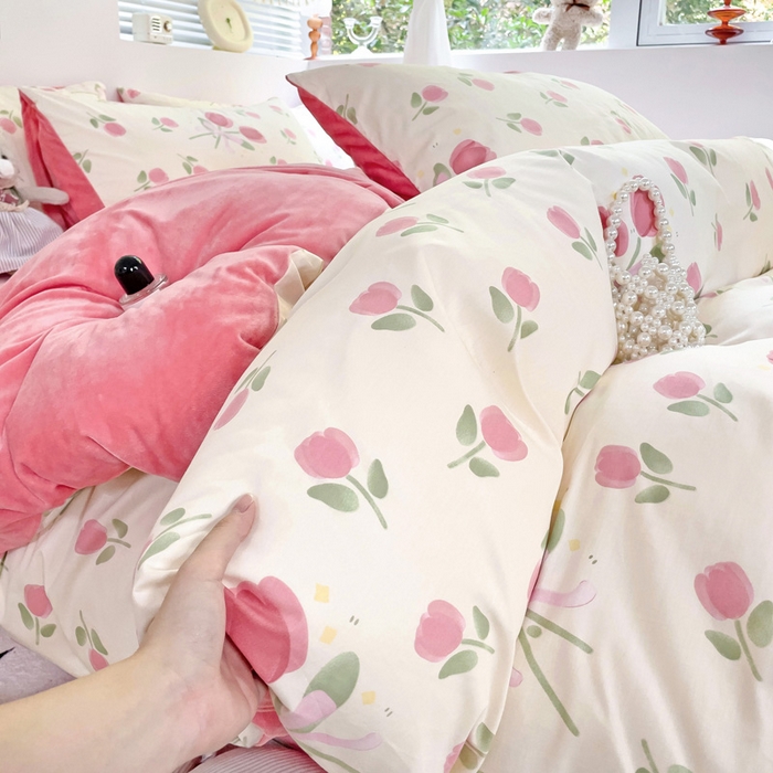 91家纺网 家纺一手货源 找家纺 盛馨家纺 2023新款棉加绒A版高支高密13372全棉加B版加厚宝宝绒牛奶绒床单床笠四件套 玫瑰庄园